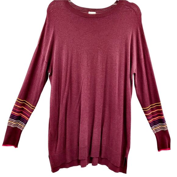 A New Day Maroon Red Multicolored Striped Long-Sleeved Sweater Plus Size XXL - Picture 1 of 6